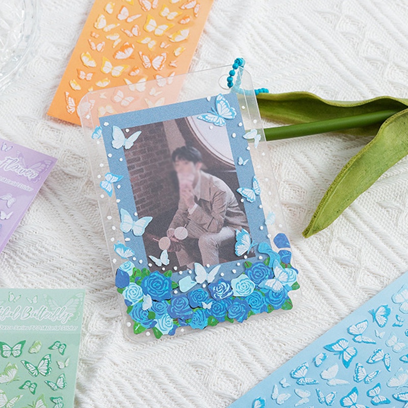 Sticker Dán Trang Trí Sổ Tay DIY Họa Tiết Hoa Và Bướm Dễ Thương