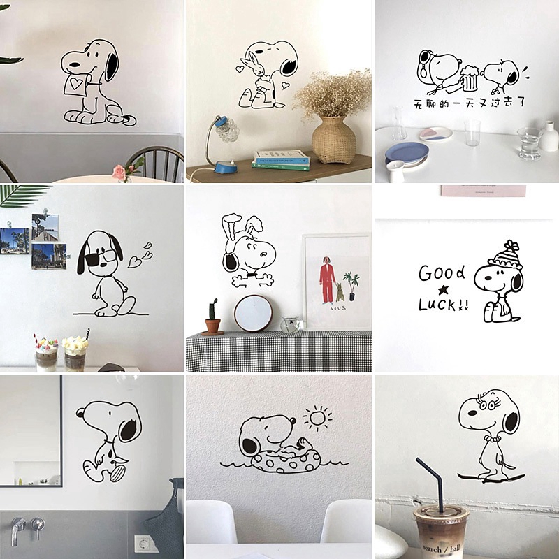 Sticker Dán Tường Họa Tiết Hình Con Chó Đáng Yêu Dùng Trang Trí Phòng Ngủ