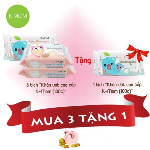 Khăn ướt cao cấp k-mom hàn quốc phân phối chính hãng Bonbon Mart