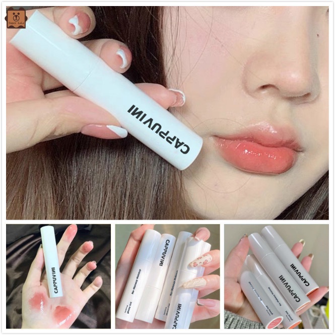 [Hàng mới về] Son Kem Dưỡng Ẩm Lâu Trôi Thỏi Tròn Nhỏ Màu Trắng Dành Cho Nữ Sinh