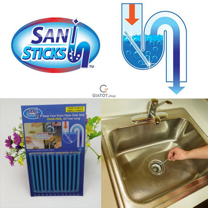 Que thông tắc cống, bồn cầu, bồn rửa mặt Sani Sticks