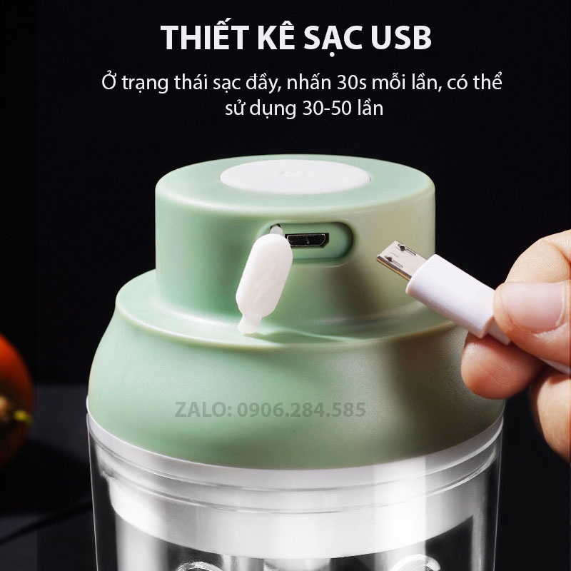 Máy Xay Hành Tỏi Mini Đa Năng Thiết Kế Nhỏ Gọn, Chất Lượng Siêu Bền Hỗ Trợ Sạc USB