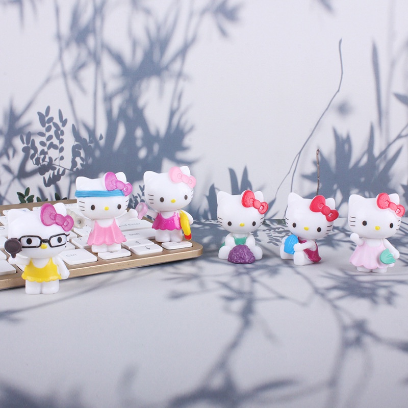 Set 6 mô hình Hello Kitty mini dễ thương dùng để trang trí bánh kem