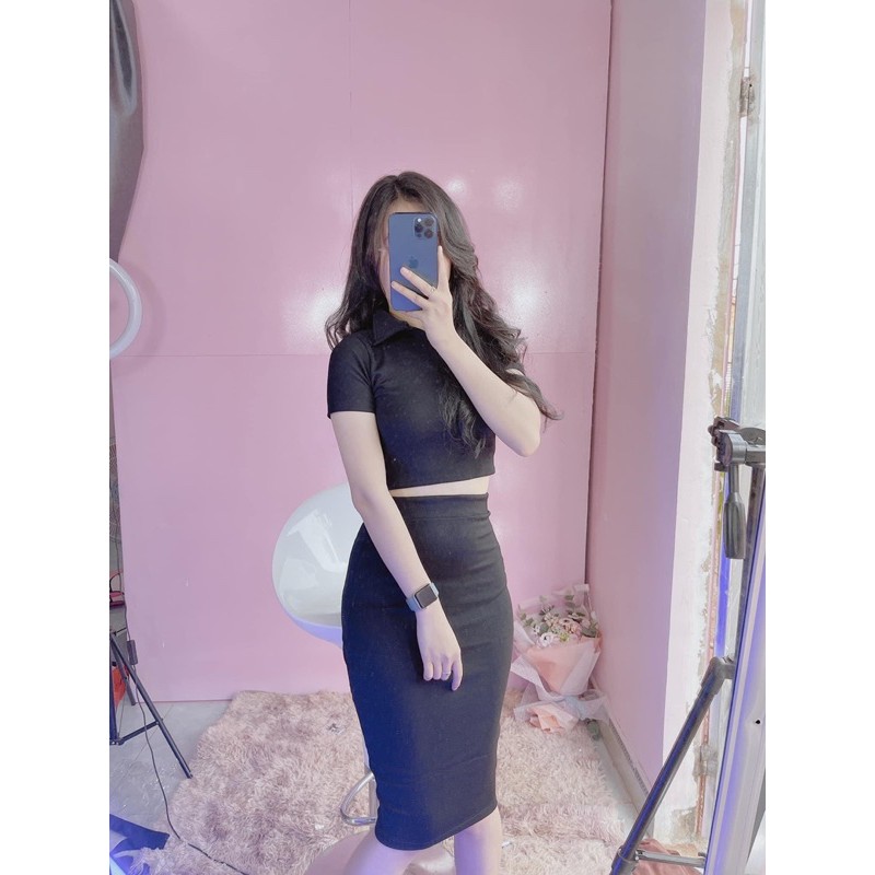 [Mã WAMT1505 giảm 10K đơn 0K] Set đầm váy body kèm áo croptop cổ bẻ mới 2021 | BigBuy360 - bigbuy360.vn
