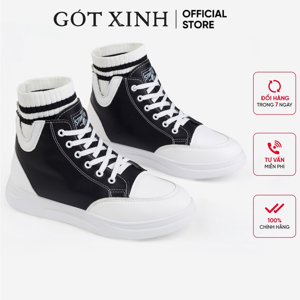 Giày thể thao cổ cao nữ GÓT XINH BT5 chất da xịn đế cao 3cm