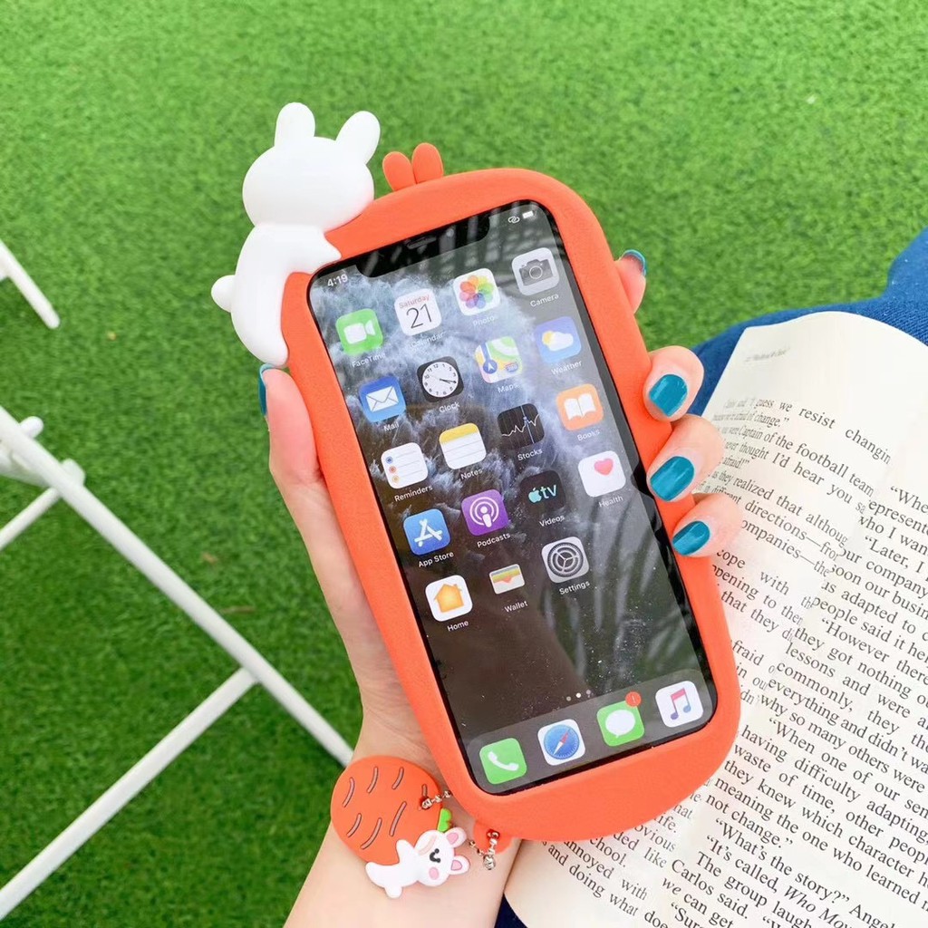 Ốp điện thoại silicone dẻo hình củ cà rốt và thú thỏ đáng yêu thời trang cho IPHONE 11PROMAX X XS MAX XR 6 6S 7 8PLUS 12 pro max | BigBuy360 - bigbuy360.vn