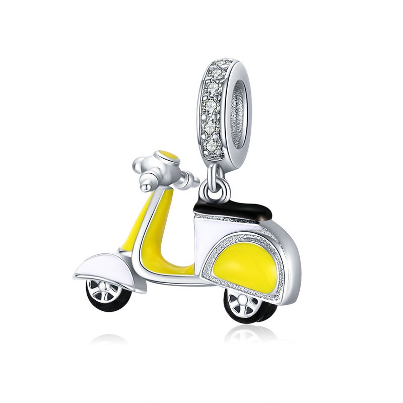 Charm bạc H.A.S hình xe vespa vàng - Hạt charm bạc thời trang