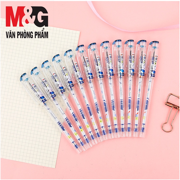 Bút Nước M&amp;G (0.5mm) Nắp Bật Hình Thỏ MF2018B - Mực Xanh