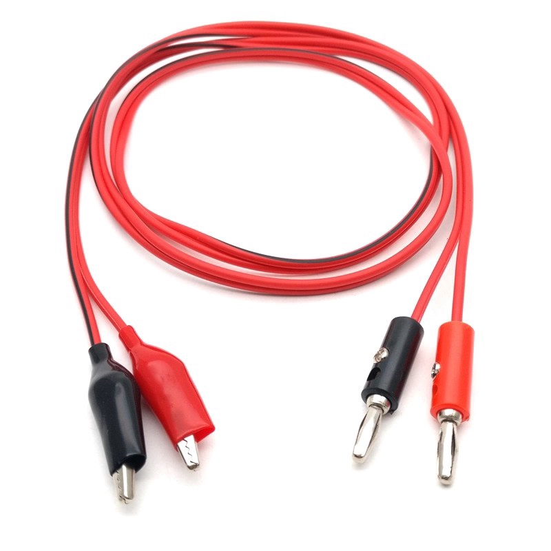 100 pairs of 4MM double alligator clip to banana connector oscilloscope test probe cable 1M 3FT red black