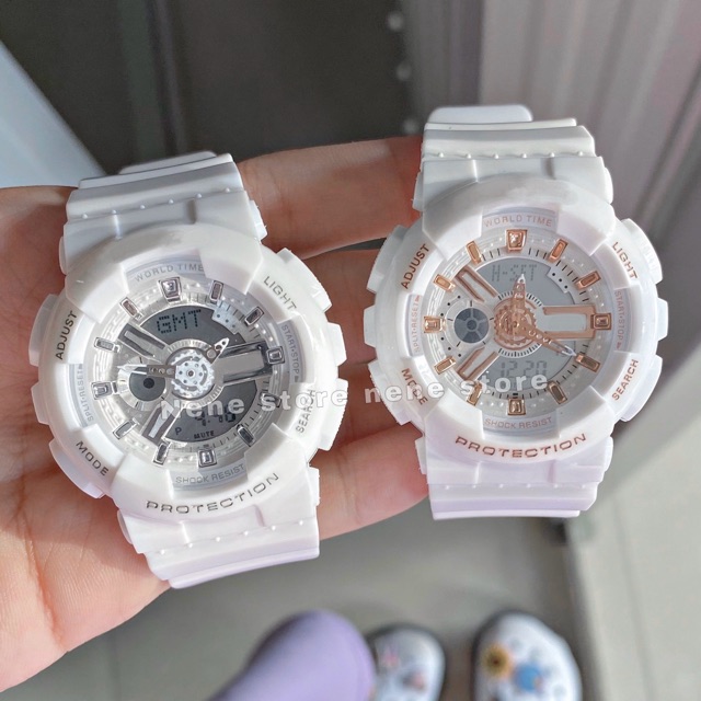 Đồng hồ nữ HSET dây nhựa trắng kiểu dáng năng động cho tuổi teen