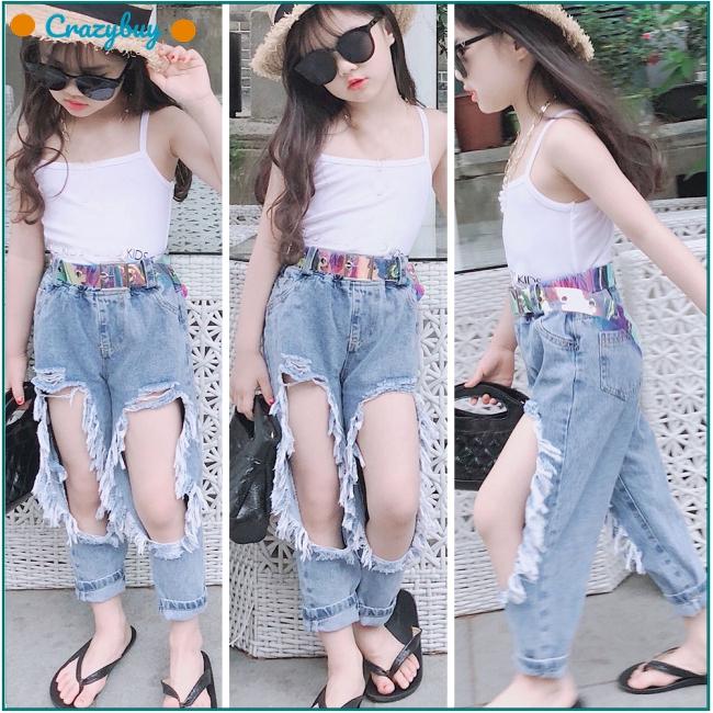 Quần jeans rách cho bé gái