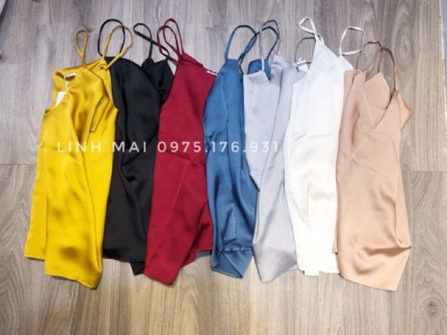 Áo 2 dây cổ đổ sang chảnh, chất lụa satin đẹp