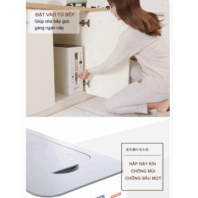 Thùng gạo thông minh xuất Nhật, Dung tích 12 kg, chế độ lấy gạo thông minh | BigBuy360 - bigbuy360.vn