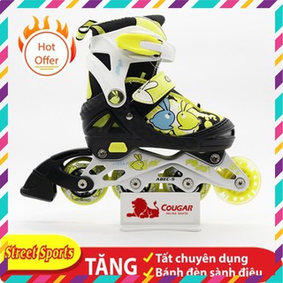Combo patin cougar 898 vàng kèm mũ bảo hiểm + bảo hộ tay chân