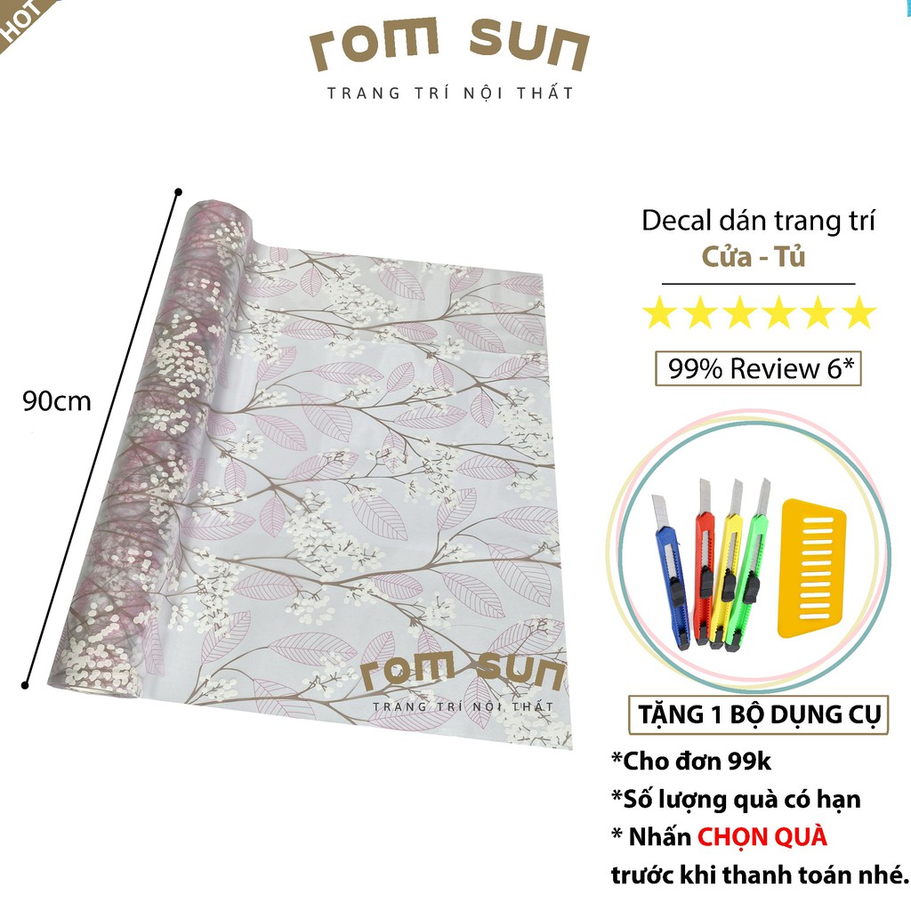 KHỔ 90CM | Giấy dán cửa kính mờ phòng ngủ, Decal đề can dán kính phòng tắm, văn phòng hoa hồng trắng