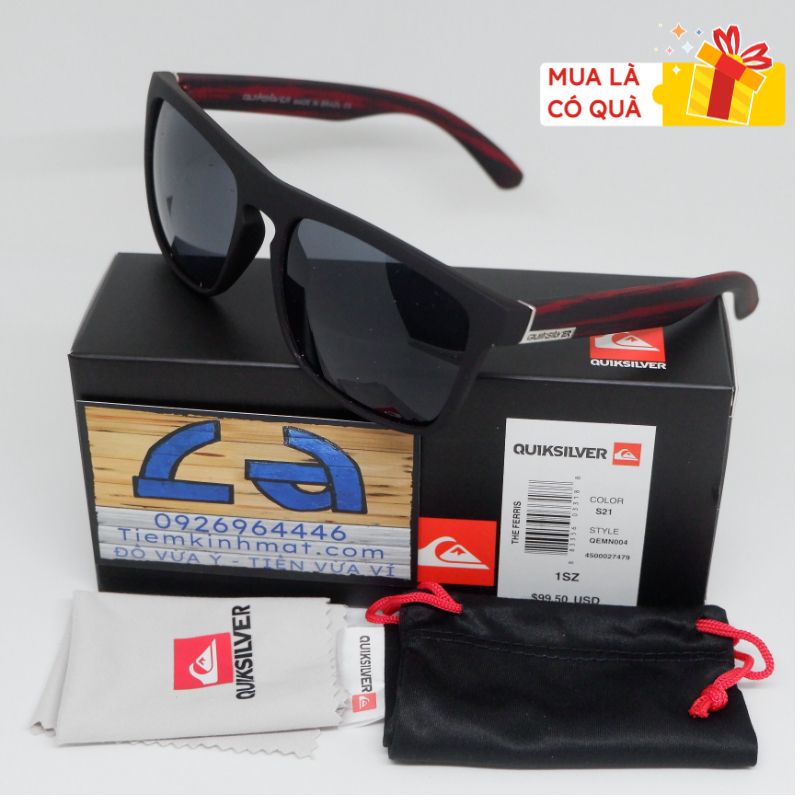 Kính Mát thời trang nam nữ QuikSilver Ferris mắt cam, Dáng vuông dễ đeo, Chống uv400 - vân gỗ