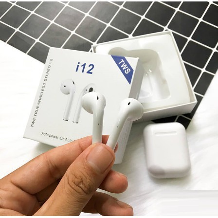 [Mã 2404EL10K giảm 10K đơn 20K] [Hàng Mới] Tai Nghe Bluetooth i12 TWS Cảm Biến Vân Tay - Tự Động Kết Nối