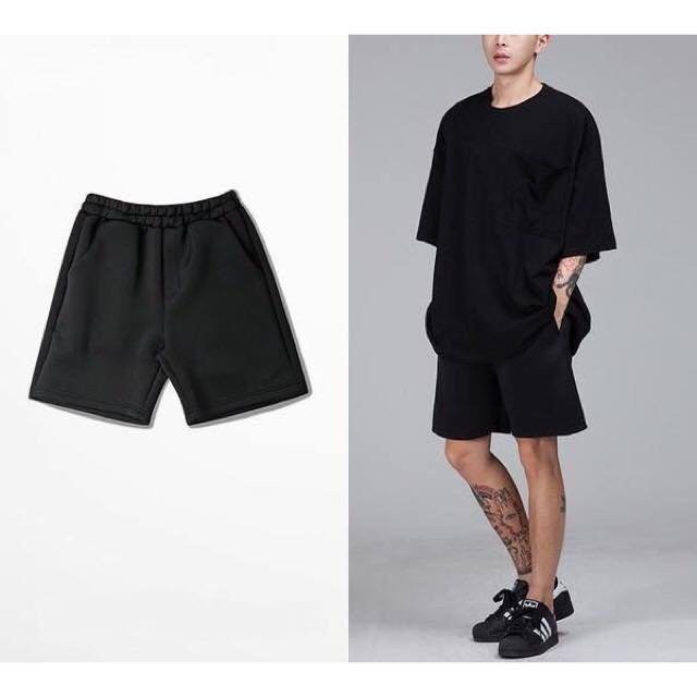 [FREESHIP] QUẦN SHORT NỈ ĐEN TRƠN UNISEX HÀN QUỐC