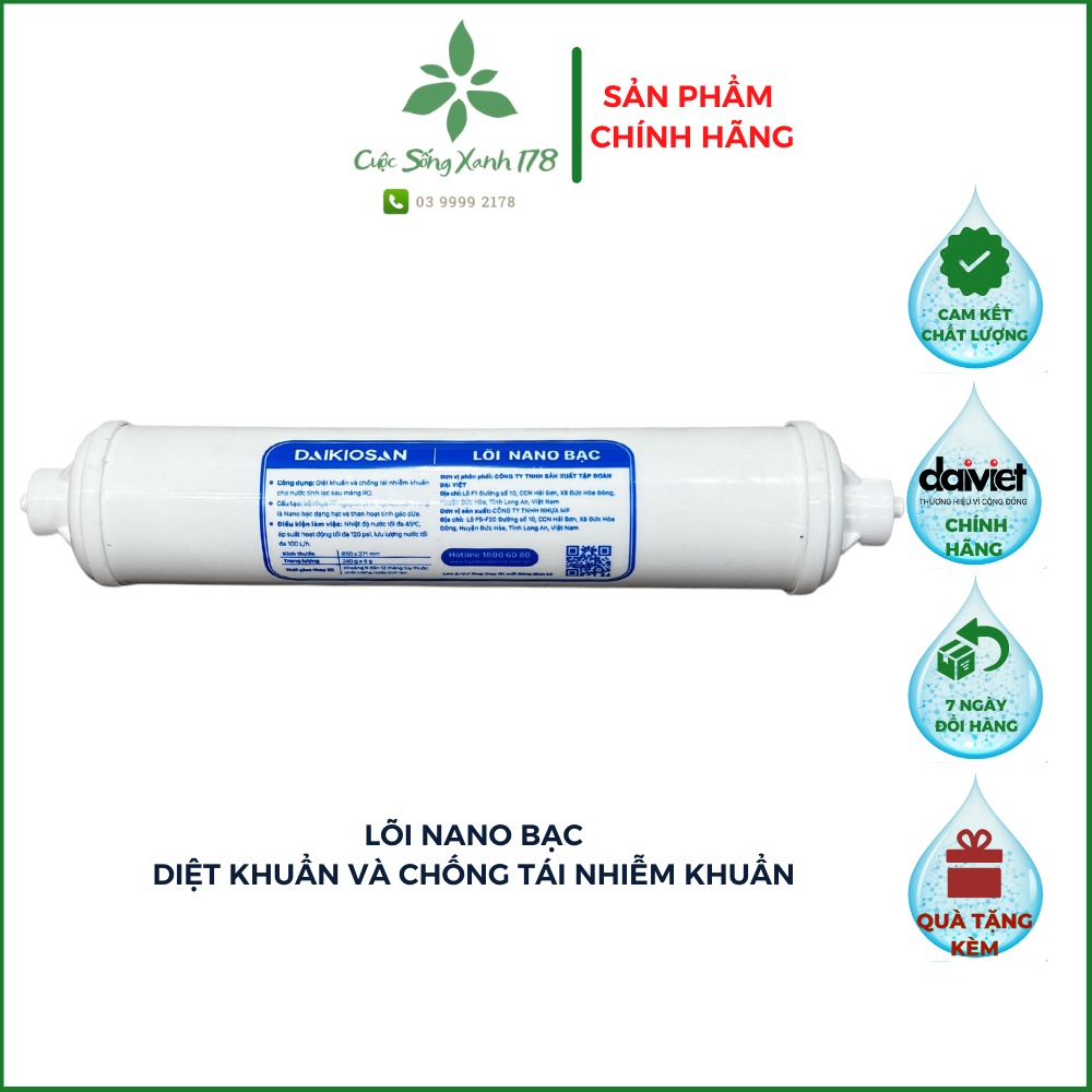 Lõi lọc nước Nano bạc chính hãng, lõi lọc nước Nano Silver tiêu diệt vi khuẩn trong nước dùng cho máy lọc nước RO