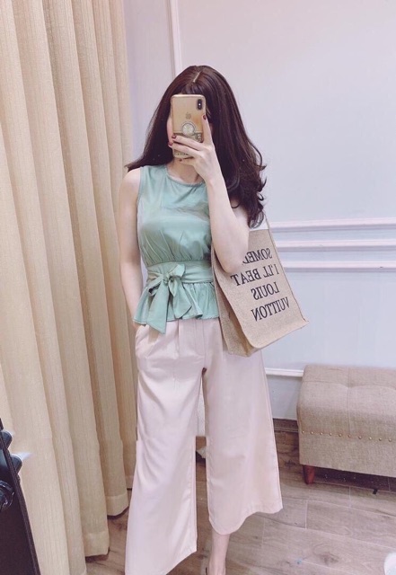 🌸 SET ÁO SÁT NÁCH CỘT NƠ EO QUẦN ỐNG RỘNG CÓ TÚI GIÁ RẺ | BigBuy360 - bigbuy360.vn