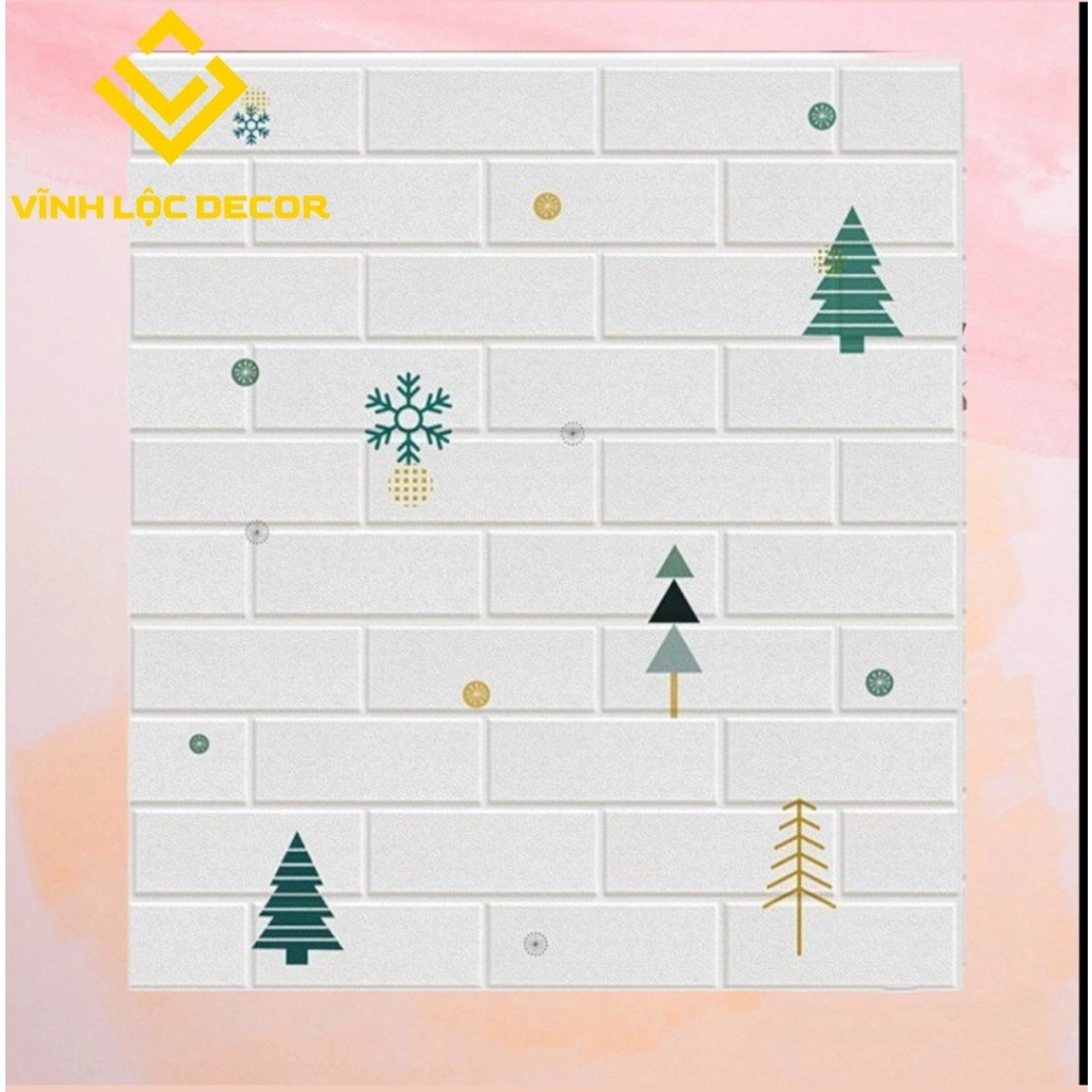 Xốp Dán Tường 3D Cây Thông Kích Thước 70*77cm Sẵn Keo Bóc Dán