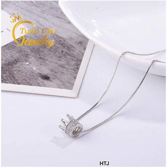 Dây Chuyền Bạc ⚡SALE SỐC⚡ Vòng Cổ Bạc Nữ Đẹp Kết Hợp Mặt Vương Miện Tiểu Thư