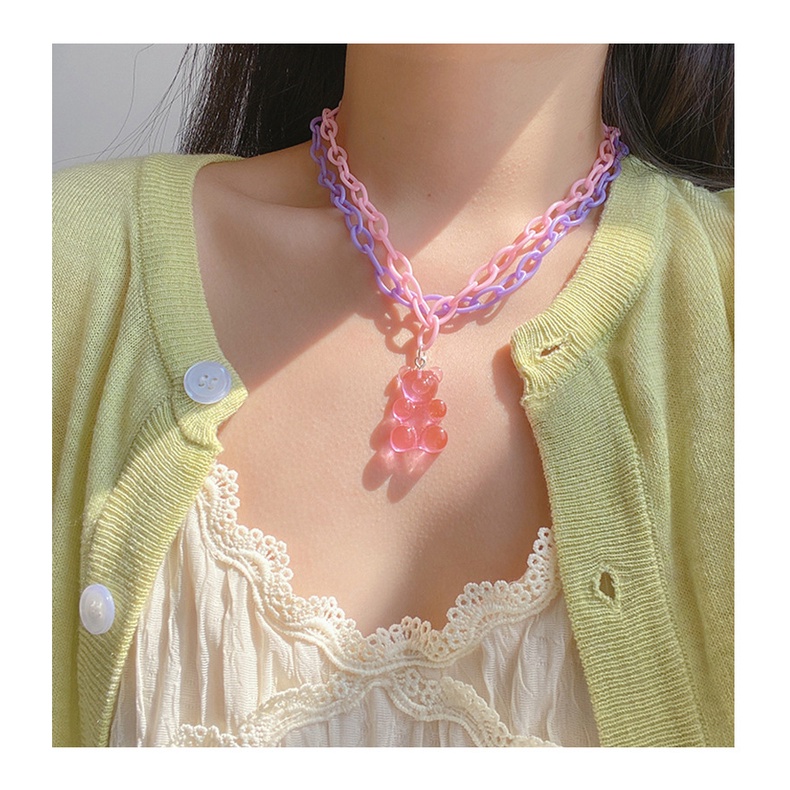 Vòng Cổ Choker Dài Bằng Acrylic Màu Sắc Kẹo Ngọt Phong Cách Hip Hop