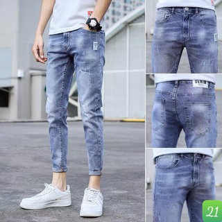 Quần jean nam xanh đậm rách gối chất bò cao cấp co dãn 4 chiều, quần rin nam đẹp DP22 mẫu mới
