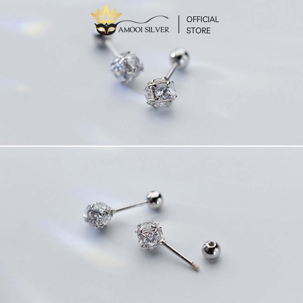 Bông Tai Bạc S925 Đính Đá Mẫu Galaxy Chui Vặn Sang Trọng - Amooi Silver AB36