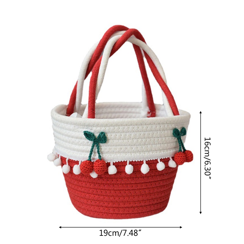 Túi Xách Đan Lát Hình Quả Cherry Dễ Thương Cho Nữ