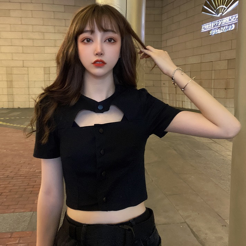 Áo croptop SUXI ngắn tay eo cao thời trang mùa hè dành cho nữ