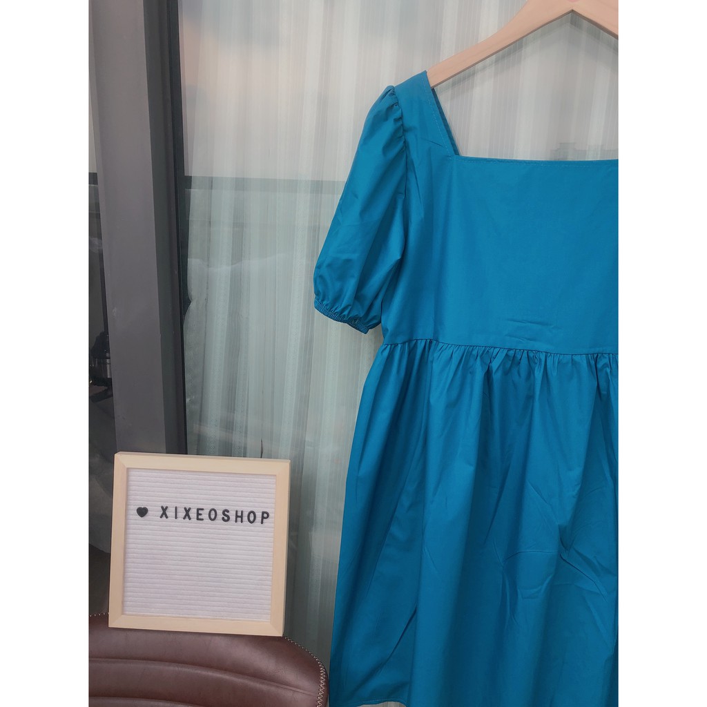 Váy xòe babydoll dáng dài, đầm xòe babydoll xanh bạn thân emmeishop E4 | BigBuy360 - bigbuy360.vn