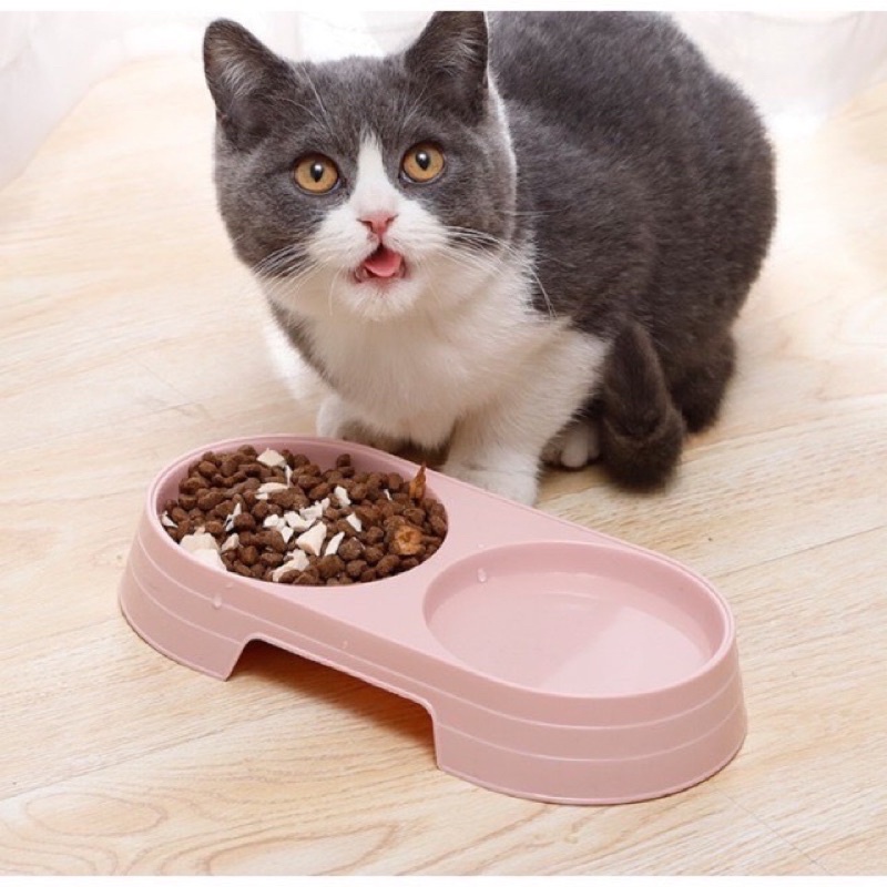 [ĐƠN HÀNG TRÊN 150K TẶNG HẠT, GĂNG TAY TẮM, VÒNG CỔ ] Bát Nhựa Đôi Ăn Uống Cho Chó Mèo