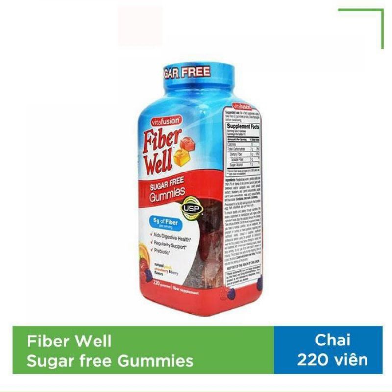 Kẹo dẻo bổ sung chất xơ Vitafusion fiber well chai 220 viên