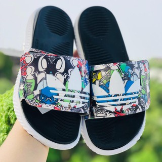 Dép Alphabounce ♥️TẶNG VỚ♥️ quai ngang nam 3 lá trắng chất xịn 1-1