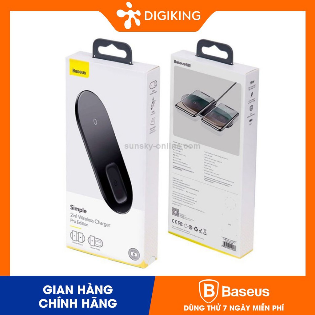 Dock sạc không dây 2 in 1 BASEUS Simple Pro Edition For Phones+Pod