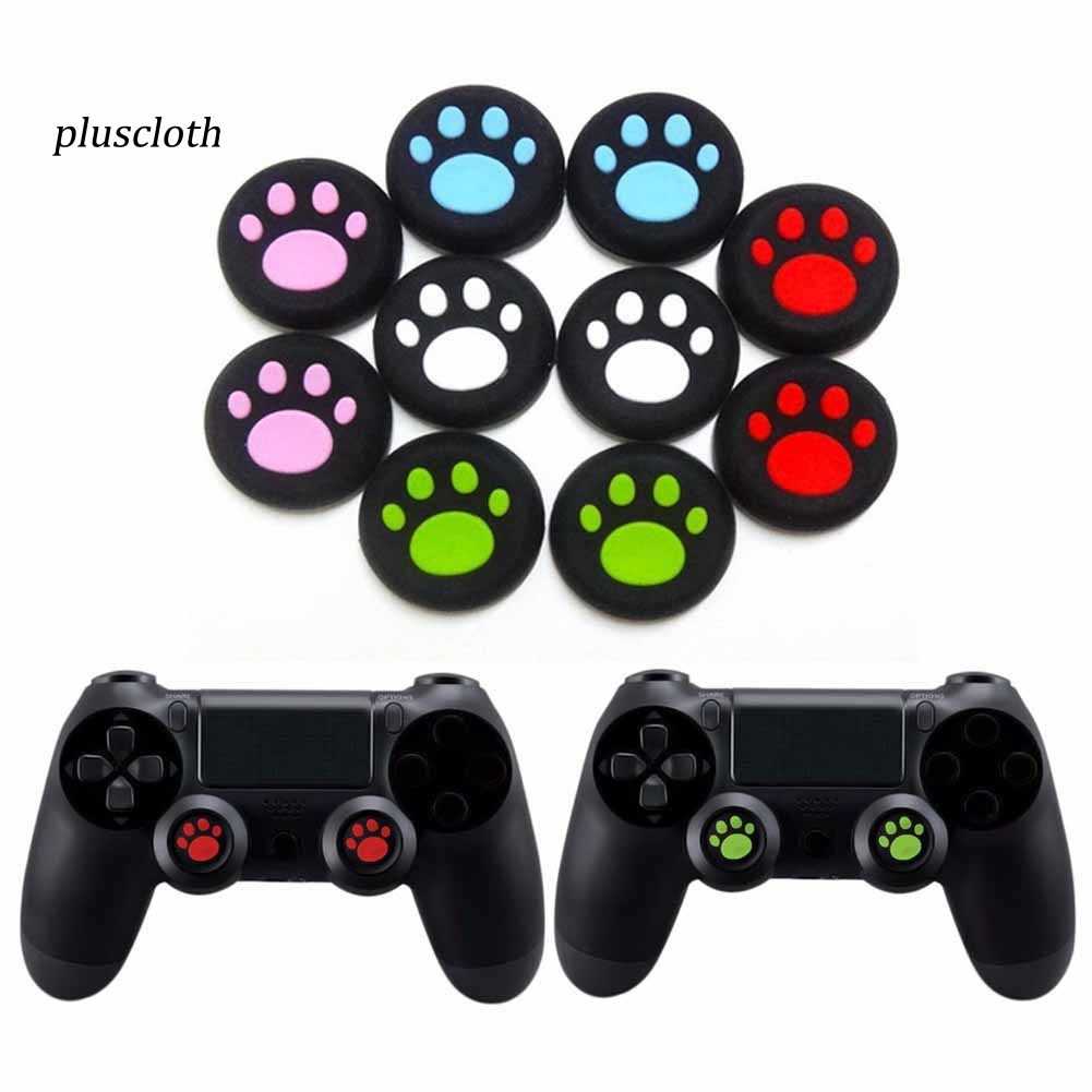 Set 4 Nút Silicon Hình Dấu Chân Mèo Cho Tay Cầm Chơi Game Ps3 Xbox One/360