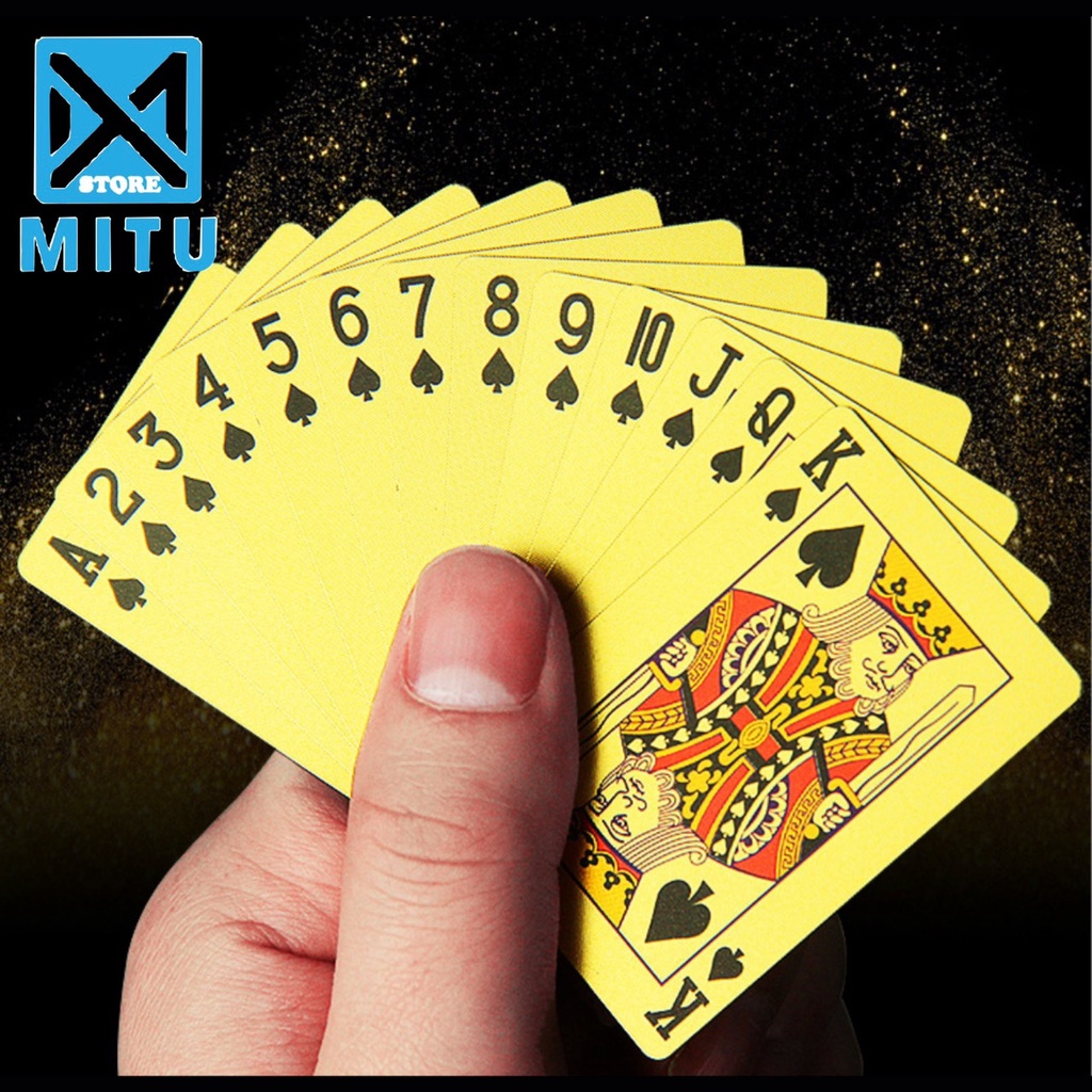 Bộ Bài Poker Nhựa PVC Mini Nhũ Vàng Chống Thấm Nước Độc Lạ Sang Trọng SP74