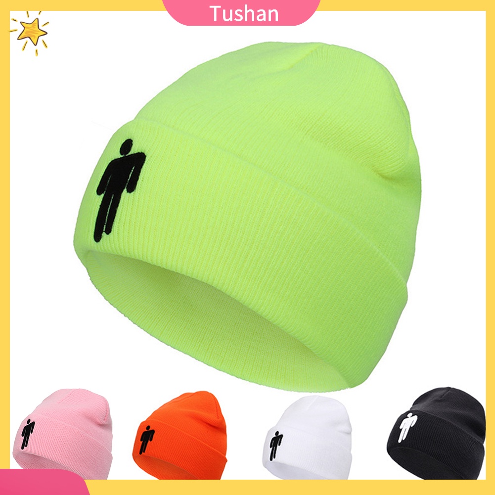 Mũ Len Màu Trơn Thêu Hình Người Phong Cách Hip Hop