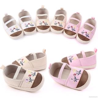 Giày Sneaker Thêu Hoa Cho Bé Gái 0-12 Tháng Tuổi