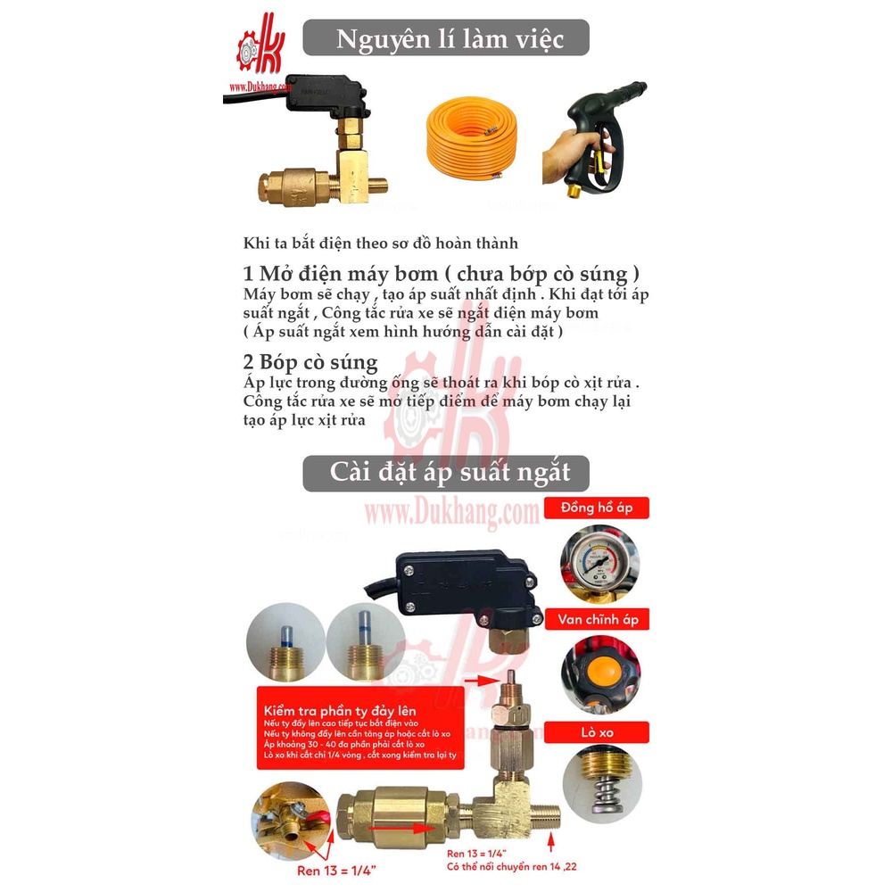 Rơ le áp suất máy rửa xe dây đai