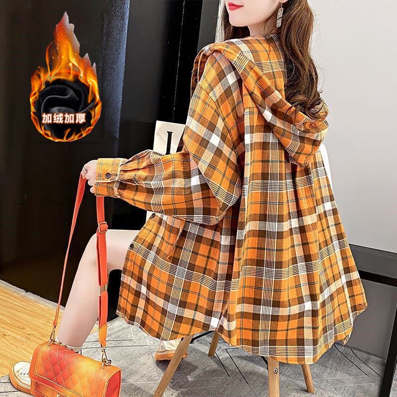 Áo Khoác Có Nón Họa Tiết Sọc Caro Màu Sắc Tương Phản Phong Cách retro Hồng Kông Thời Trang Xuân Thu Cá Tính