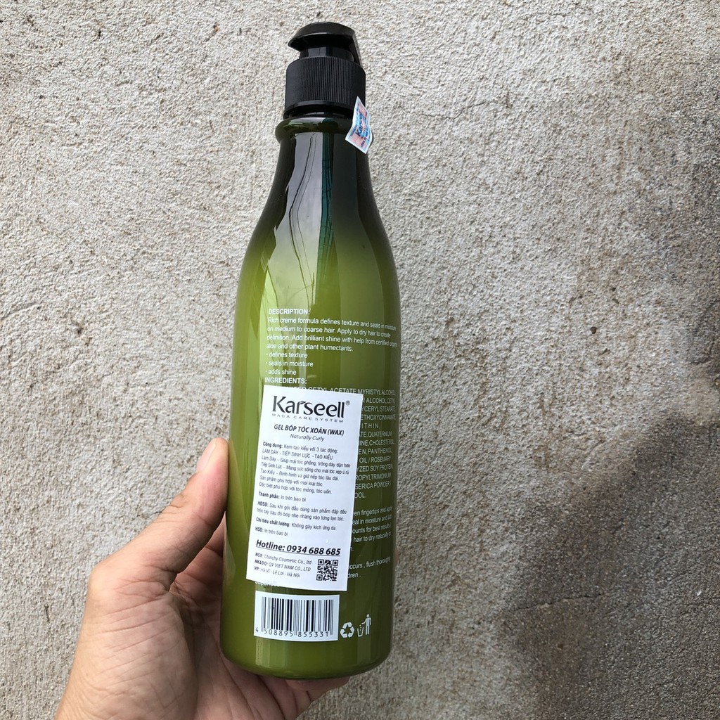 Gel Bóp Tóc Uốn Xoăn Karseell Naturally Curly 500ml