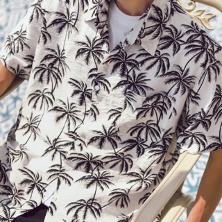 Áo sơ mi họa tiết hawai cây dừa mặc đi biển du lịch[Mã SFP-55602011 giảm 15% đơn 250k tối đa 30k]