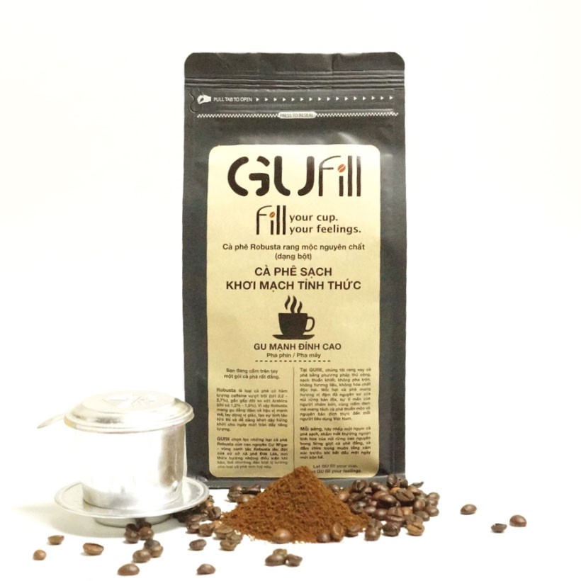 Cà phê nguyên chất GUfill - 100% Robusta Đăk Lăk rang mộc - Cà phê sạch, Gu mạnh đỉnh cao