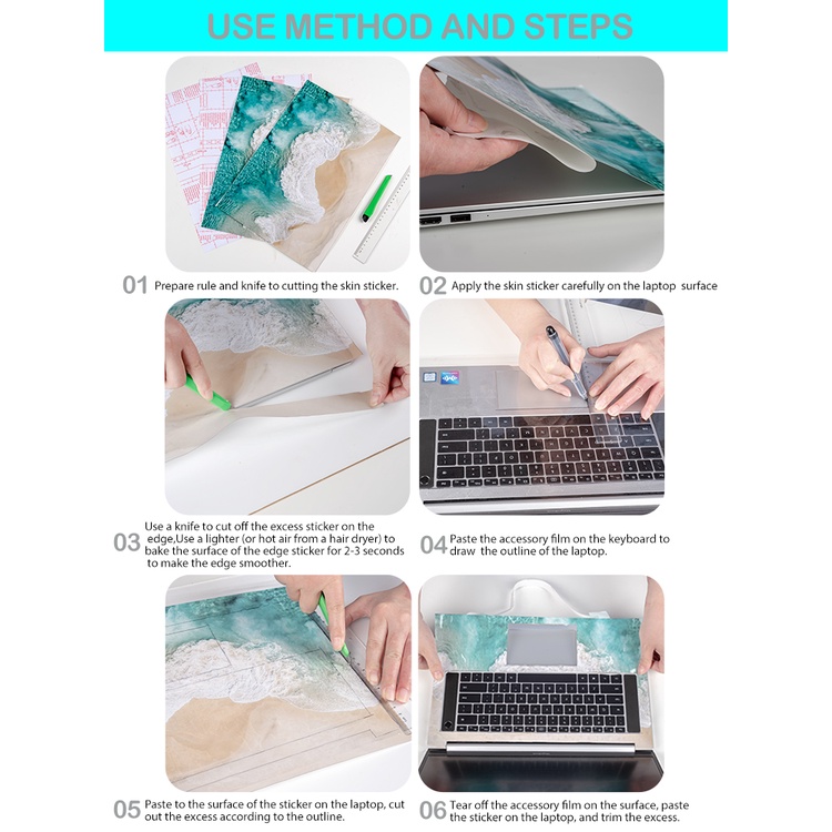 Bộ miếng dán trang trí laptop miếng lót chuột hoạt hình 12/13/14/15/17inch DIY