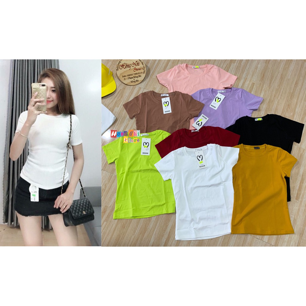 Áo Thun Body Cổ Tròn Tay Ngắn Dáng Ôm Thân Dài Ulzzang