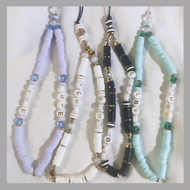 Dây Đeo Điện Thoại Bằng Acrylic Mềm Chống Thất Lạc Đính Hạt Ngọc Trai Phong Cách Bohemian