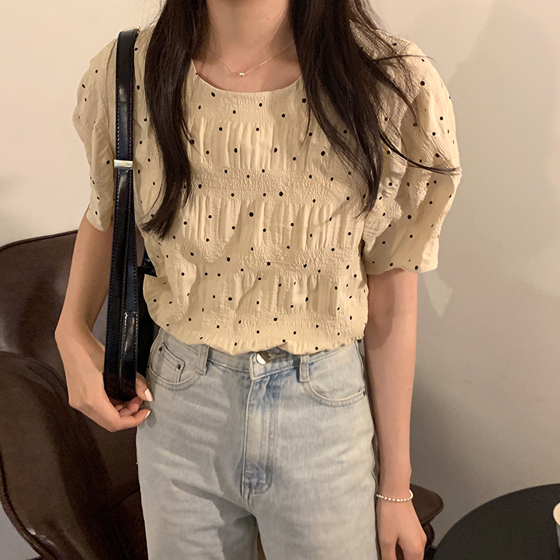 Áo Sơ Mi Nữ Tay Ngắn Dáng Rộng Kiểu Retro Phong Cách Hàn Quốc