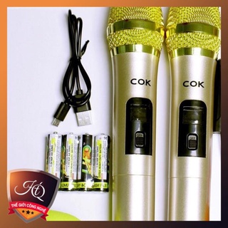 2 Micro  đa năng loa kéo  COK 123  VÀNG   có  màn  hình led bao hay
